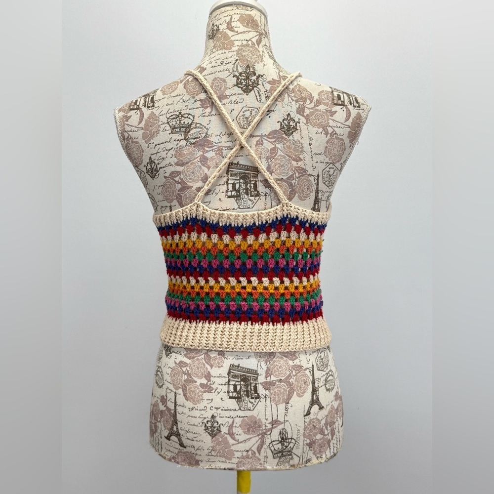 A FATHER'S LOVE Multicolor Crochet Halter Top size S - Picture 6 of 13